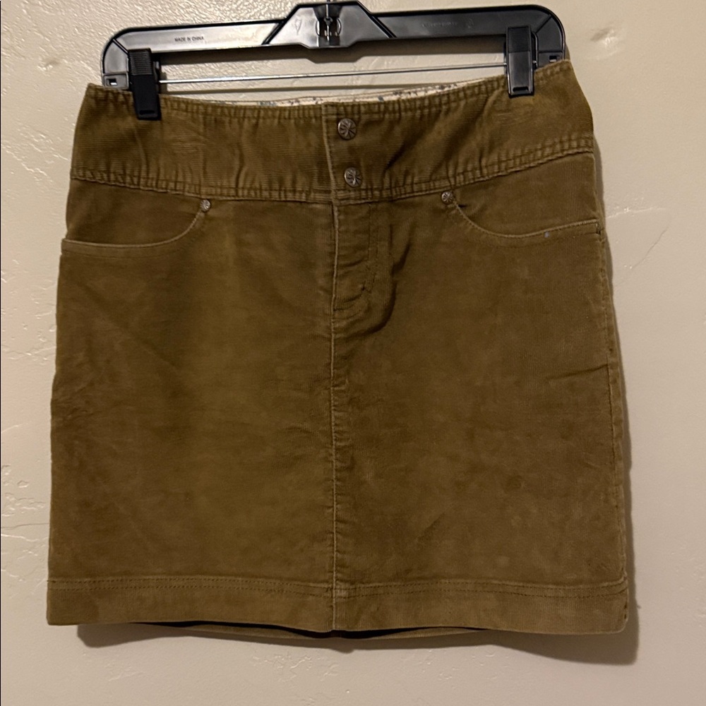 Athleta Olive Green Corduroy Mini Skirt 6
